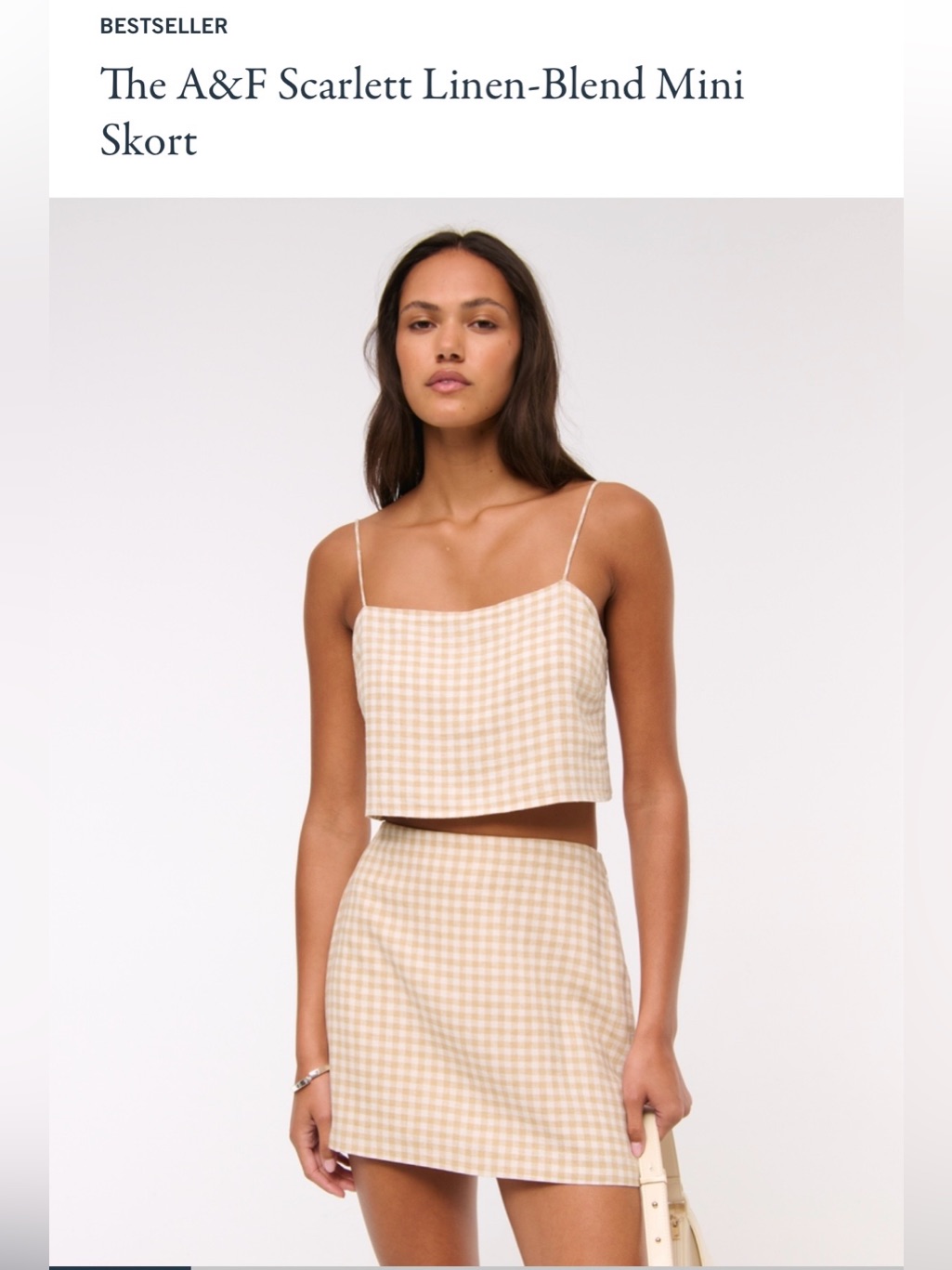 The A&F Scarlett Linen-Blend Mini Skort Gingham